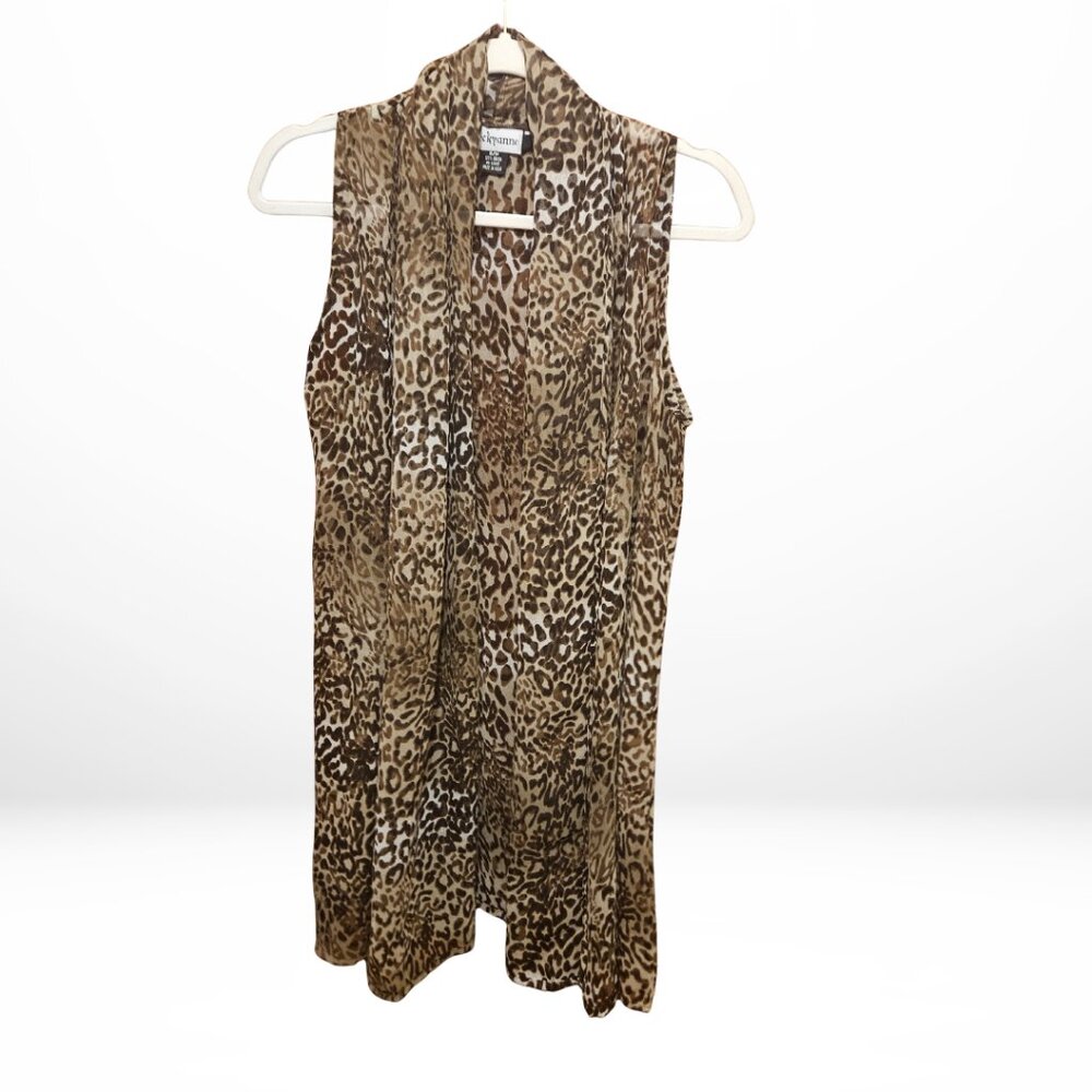 Beckyanne Leopard Print Sheer Layering Vest – S/M